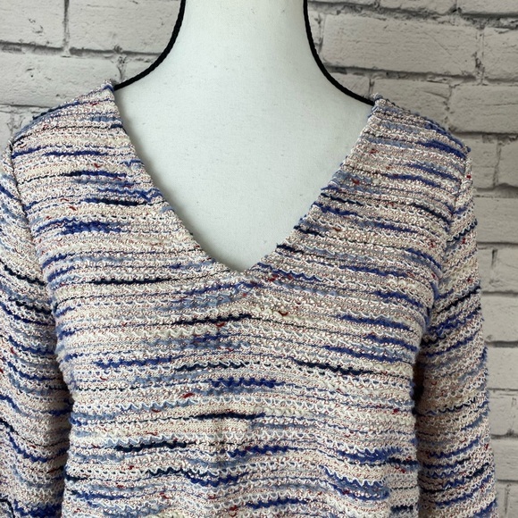 Madewell Pink Purple Marl Knit Lightweight Crop V Neck Boho Sweater size Medium - Picture 2 of 11